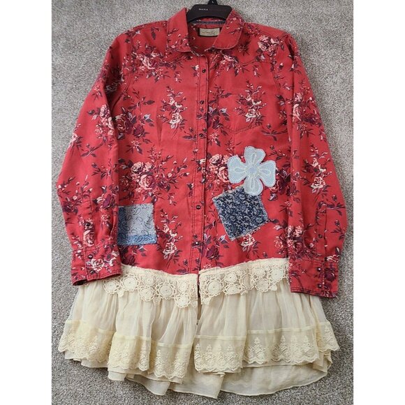 OOAK Magnolia Boho Indie Upcycled Art Jacket Western Country Gypsy Chic Women M - Picture 1 of 16